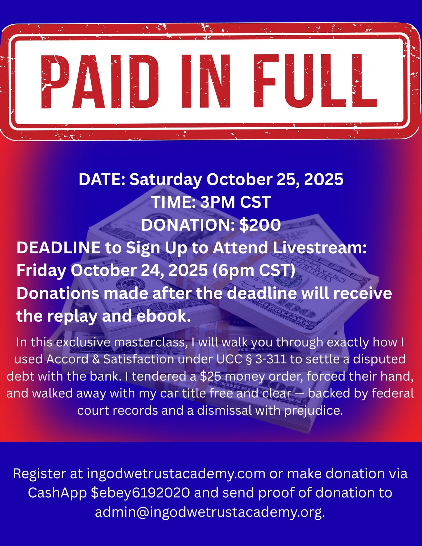 Paid in Full Livestream including Replay and Ebook (Saturday October 25th)