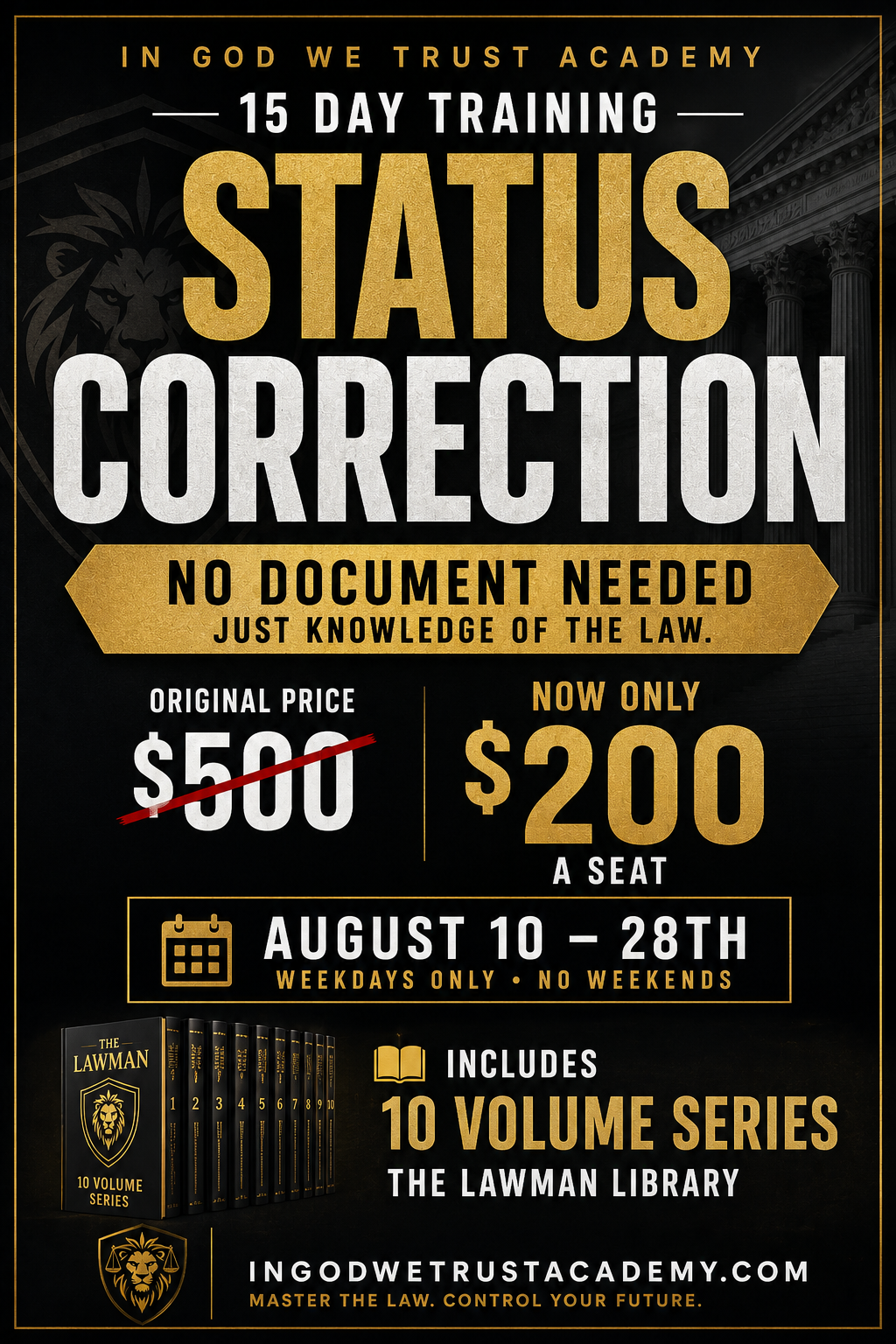 The Lawman Master Academy: Status Correction + 10 Volume Lawman Series (August 10-28)