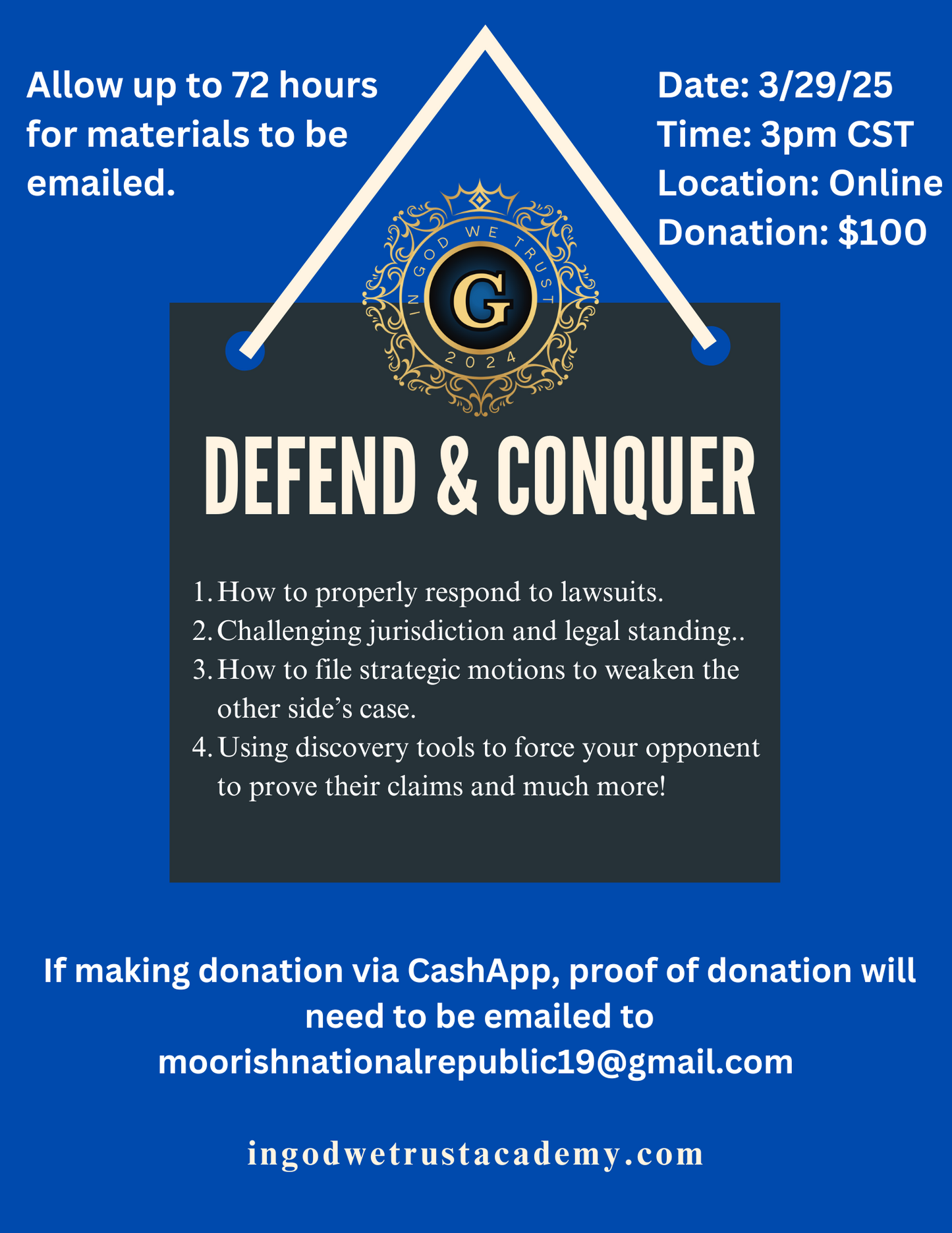 Defend & Conquer- 3/29/25 Replay and Templates (Allow up to 72 hours for materials to be emailed).