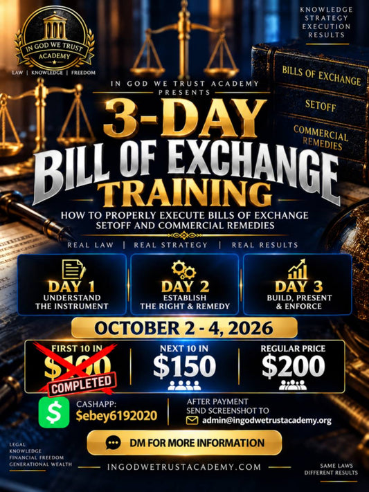 Bill of Exchange 3 Day Training(Please allow up to 48 hours for delivery of digital materials).