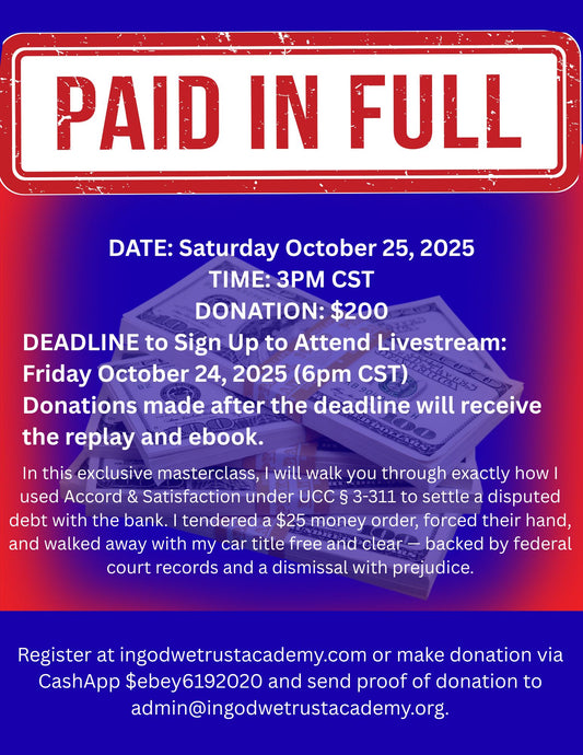 Paid in Full Livestream including Replay and Ebook (Saturday October 25th)