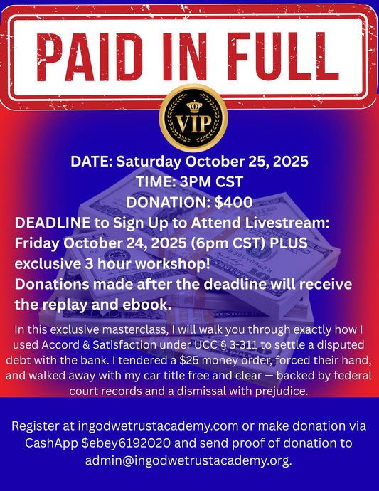 VIP Paid in Full Livestream including Replay and Ebook (Saturday October 25th)