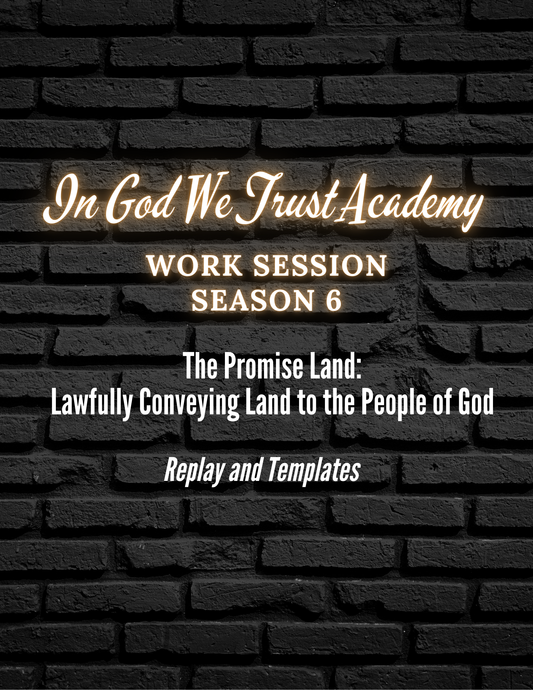 Work Session Season 6 Promise Land Replay and Templates 4/28/25 (Materials will be emailed within 72 hours)