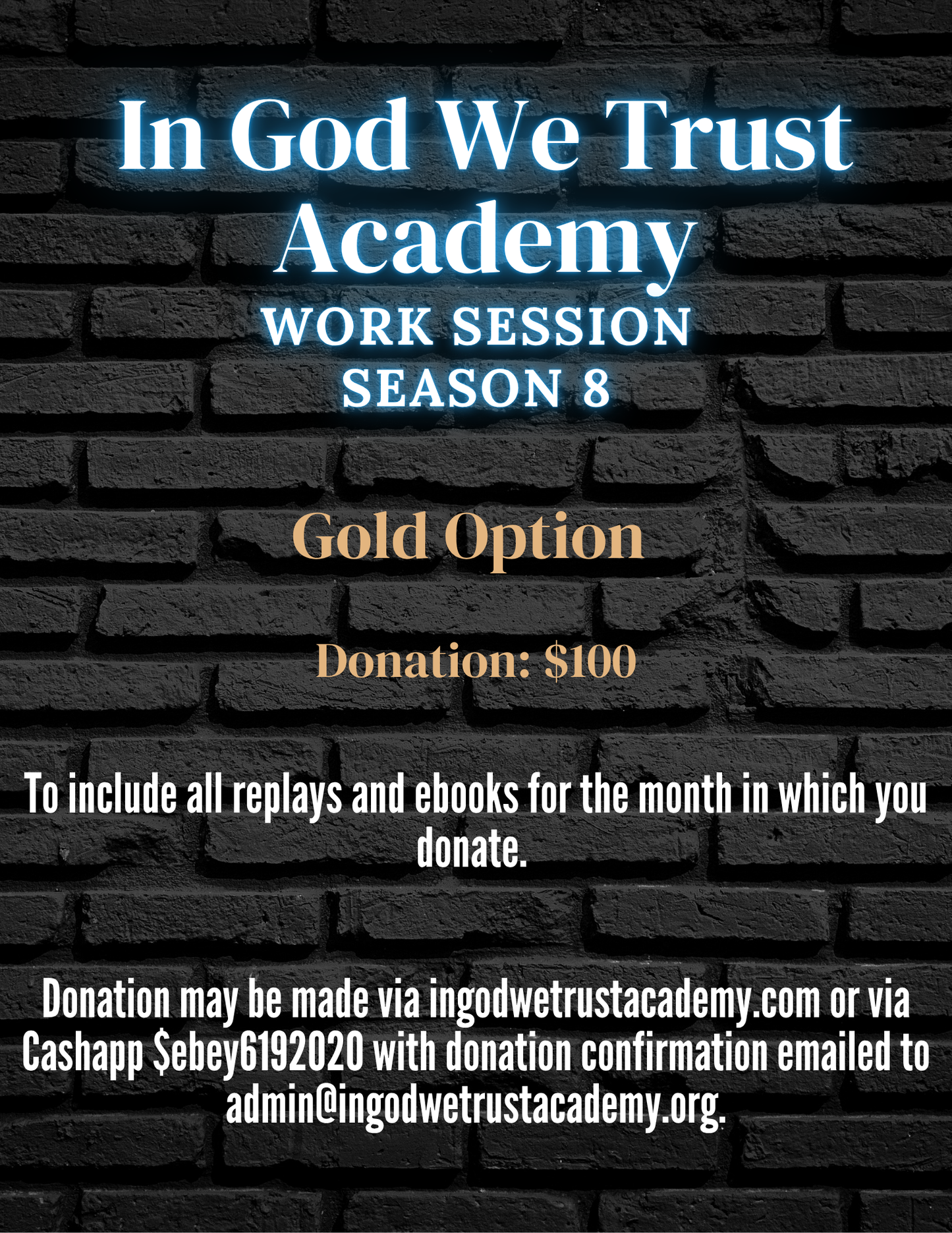 Work Session Season 8 Recordings and Templates: Gold Option (NOVEMBER) (Materials emailed each Friday of the month)